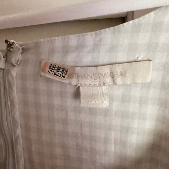 Jonathan Simkhai gingham poplin white plaid high low ruffle dress puff sleeves - Picture 11 of 11